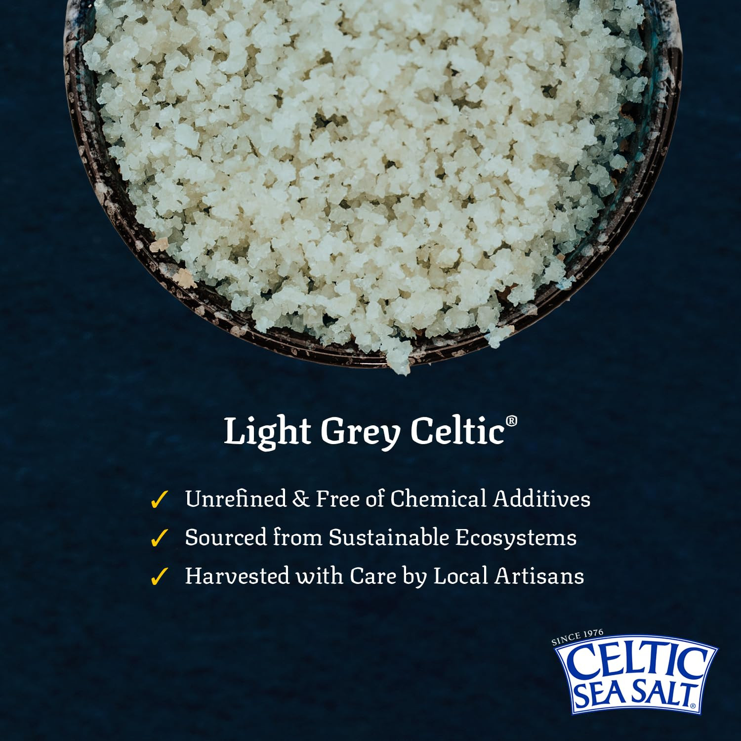 Light Grey Celtic Sea Salt 1 Pound Resealable Bag Additive-Free