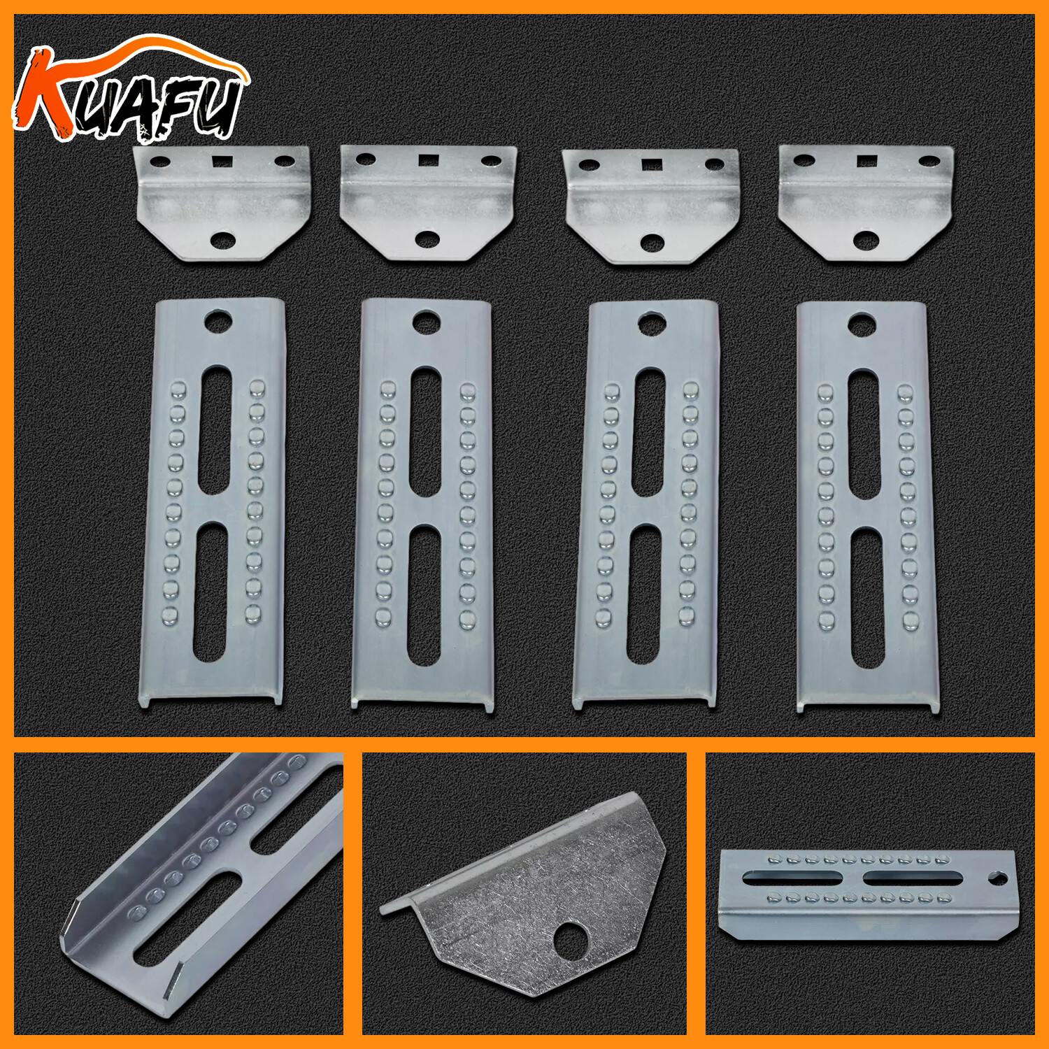 4PCS 8" Galvanized Adjustable Swivel Top Bunk Brackets Kit For 2x4 Boat Trailer