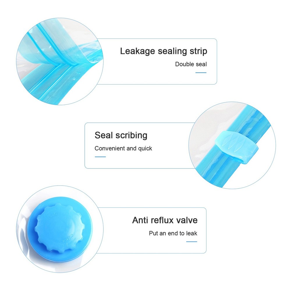 5pcs Transparent Vacuum Bag Folding Compressed Space Saving Clothes Storage