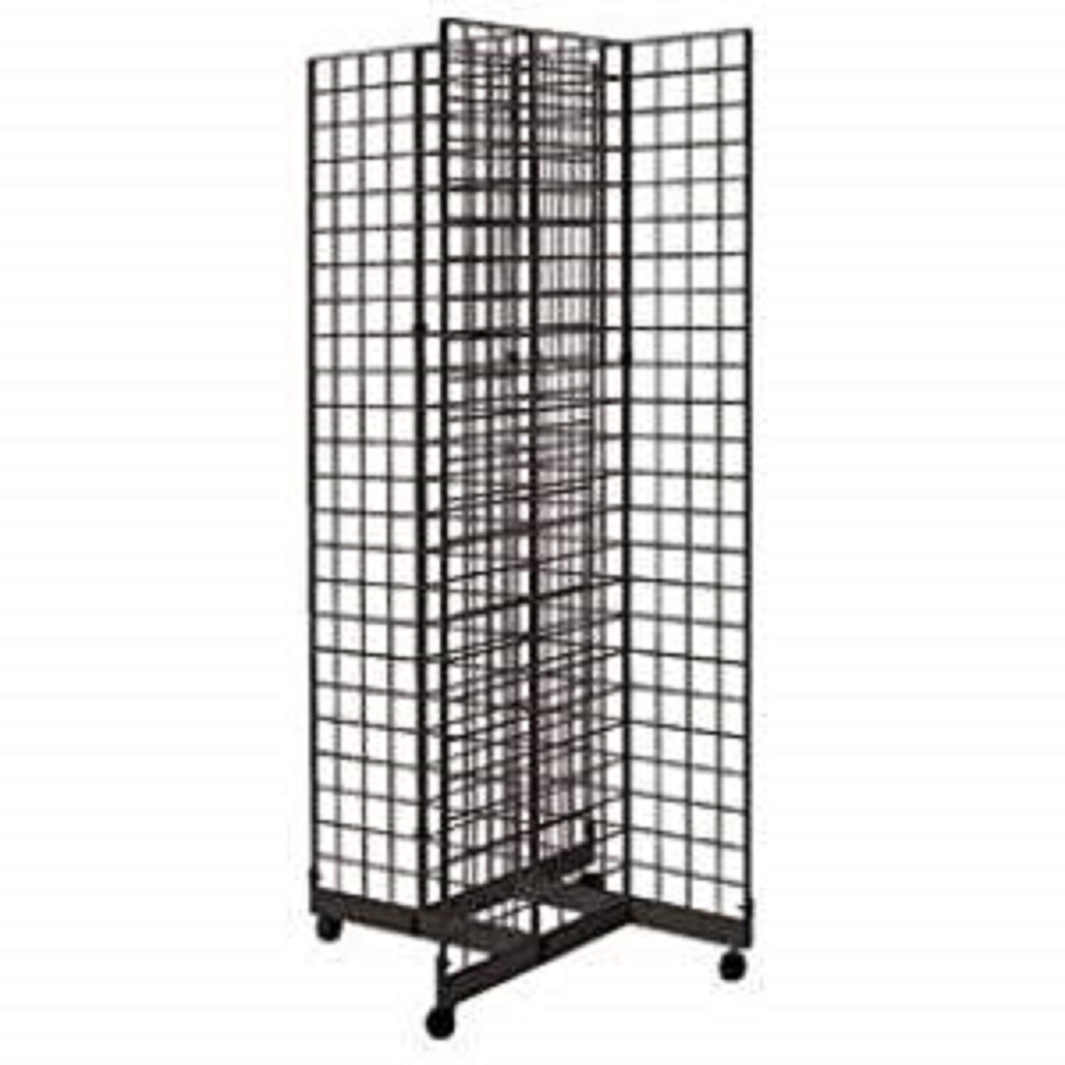 2' x 6' 4-Way Gridwall Display Fixture with Rolling Base- Black