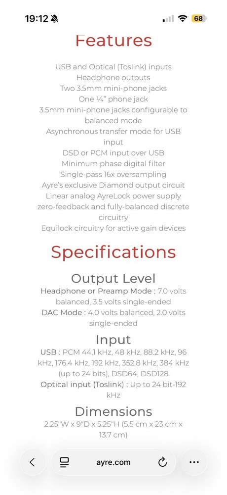 Ayre Codex DAC & Headphone AMP