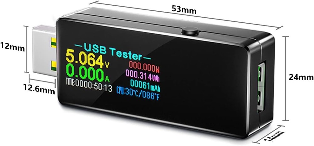 USB 3.0 Tester, Eversame IPS Color Display Digital Multimeter Voltmeter Black