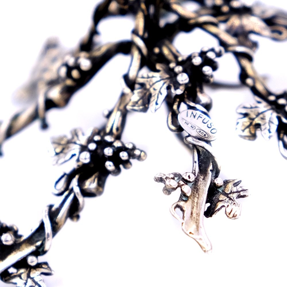Solid Silver Three Armed Candelabra Fine Grapes Decor