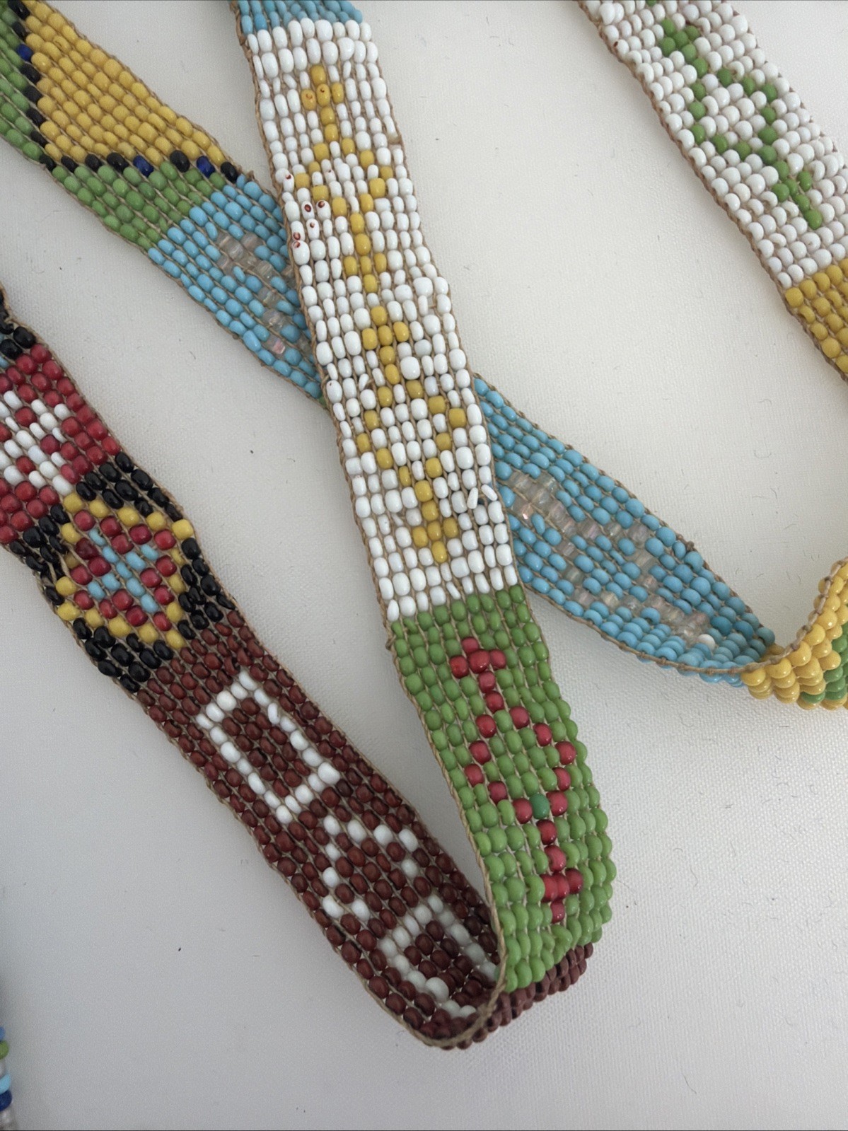 Antique Hand Made Native American Beaded Sash with Tassels