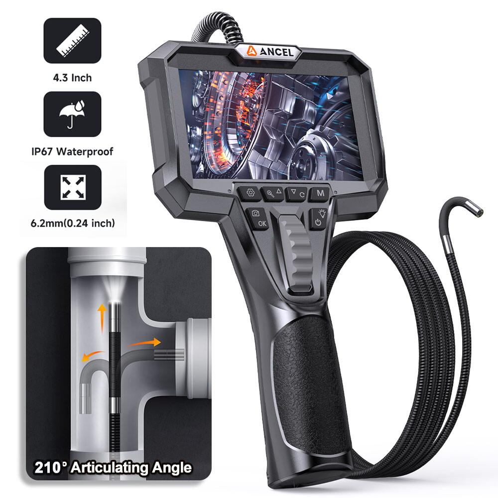ANCEL AN301 Articulating Endoscope Camera 4.3'' Borescope Continuous Recording