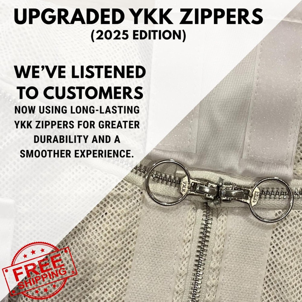 Bee Proof Beekeeping Jacket Veil, 3-Layer Ventilated, Size M