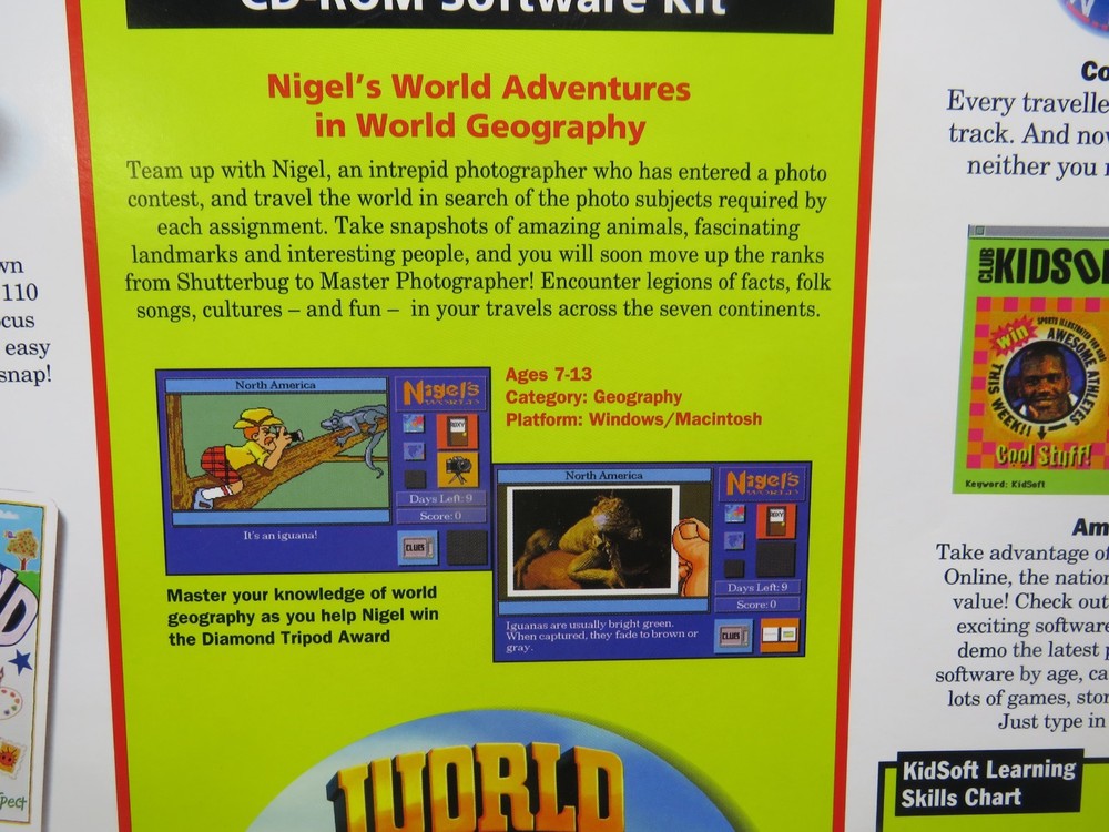 World Geography PC CD Rom Software kit Map Skills Mac Win Camera compass handson