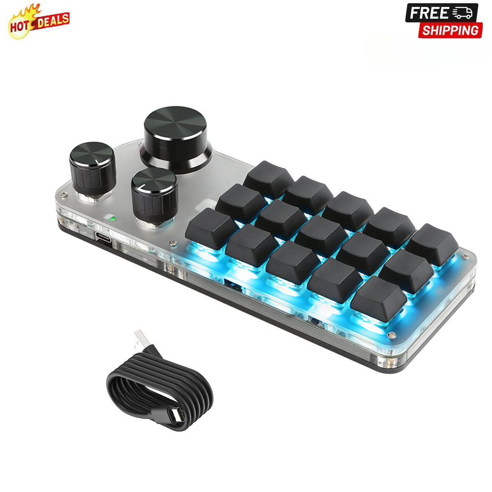 Macro Programming Keyboard 15 Button 3 Knobs Custom Game Keyboard With Bluetooth
