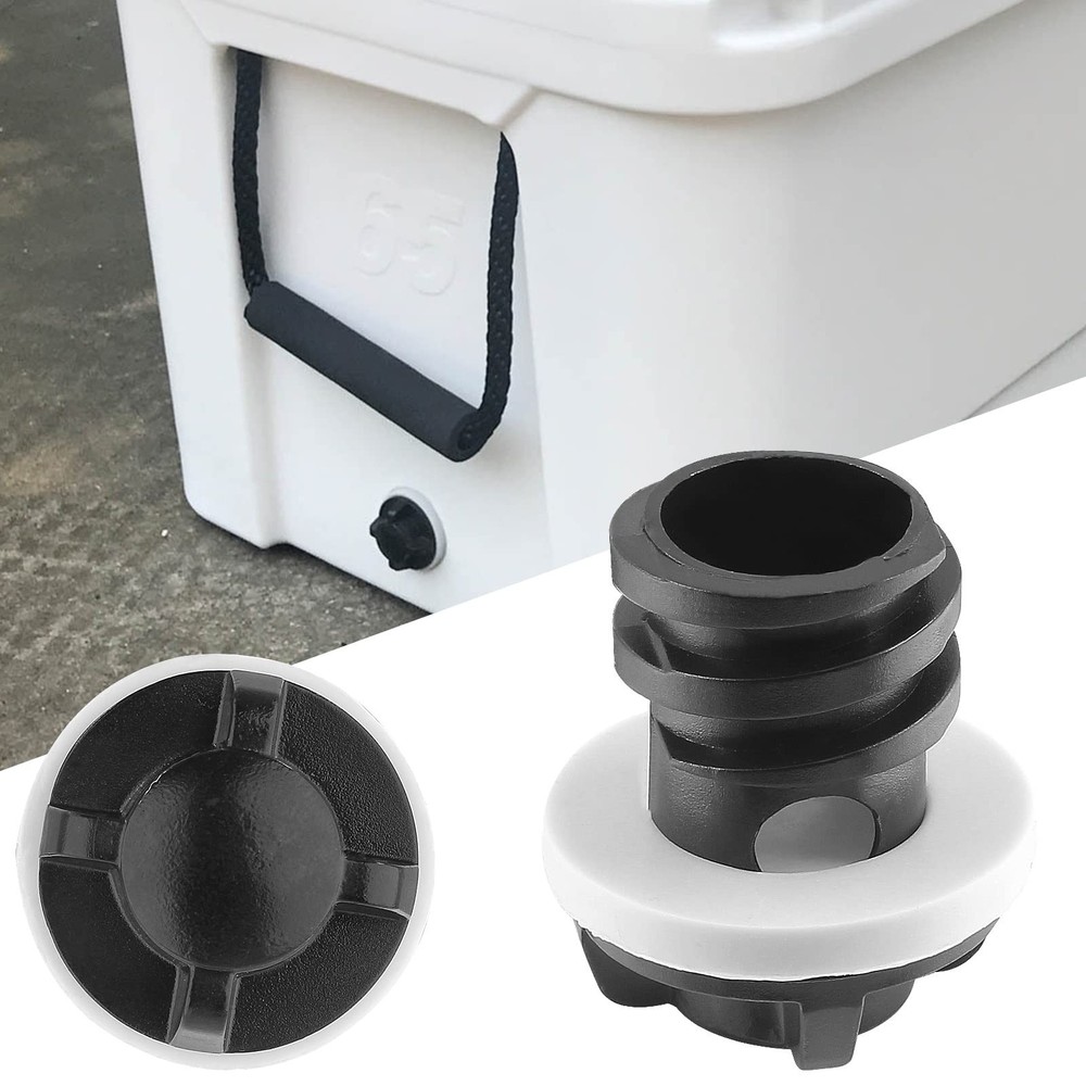 Rierdge 2 Pcs Lit Cooler Drain Plug Replacement, Leak-Proof Black