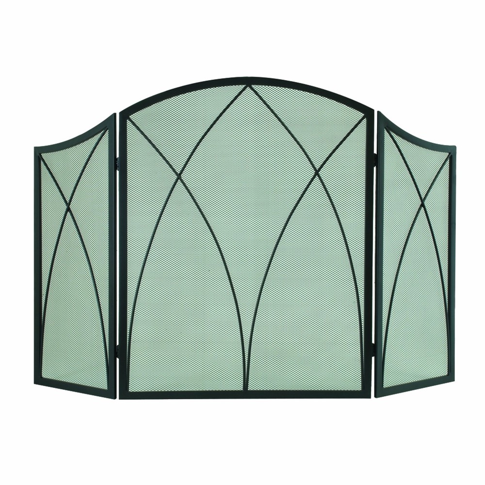 Arched 3-Panel Victorian Gothic Fireplace Screen