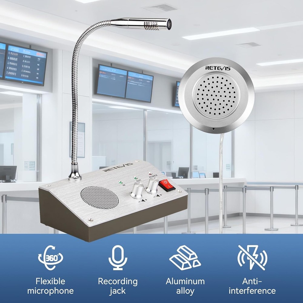 High Sensitivity RT-9908 Window Speaker Intercom - Ideal for Restaurants & Banks