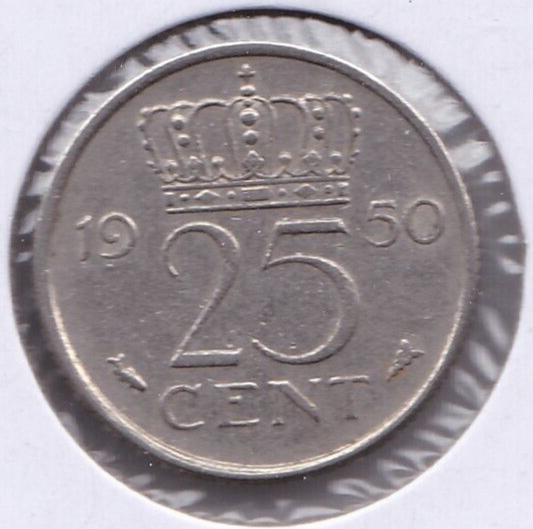 1950 Netherlands 25 Cent