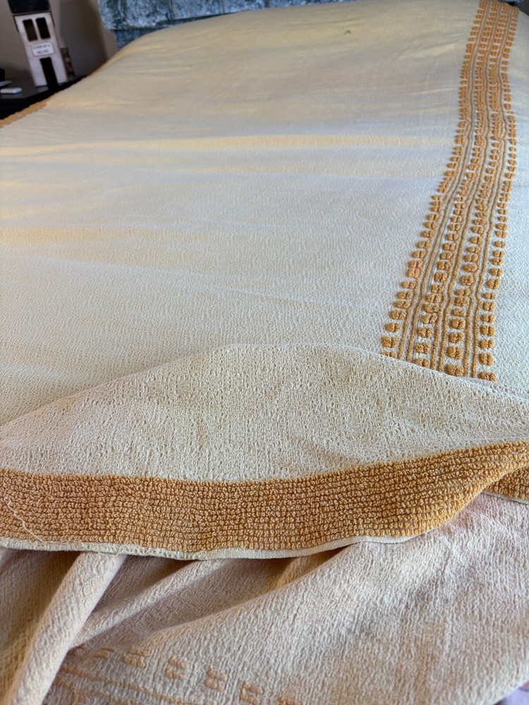 Vintage Chenille Bedspread Yellow
