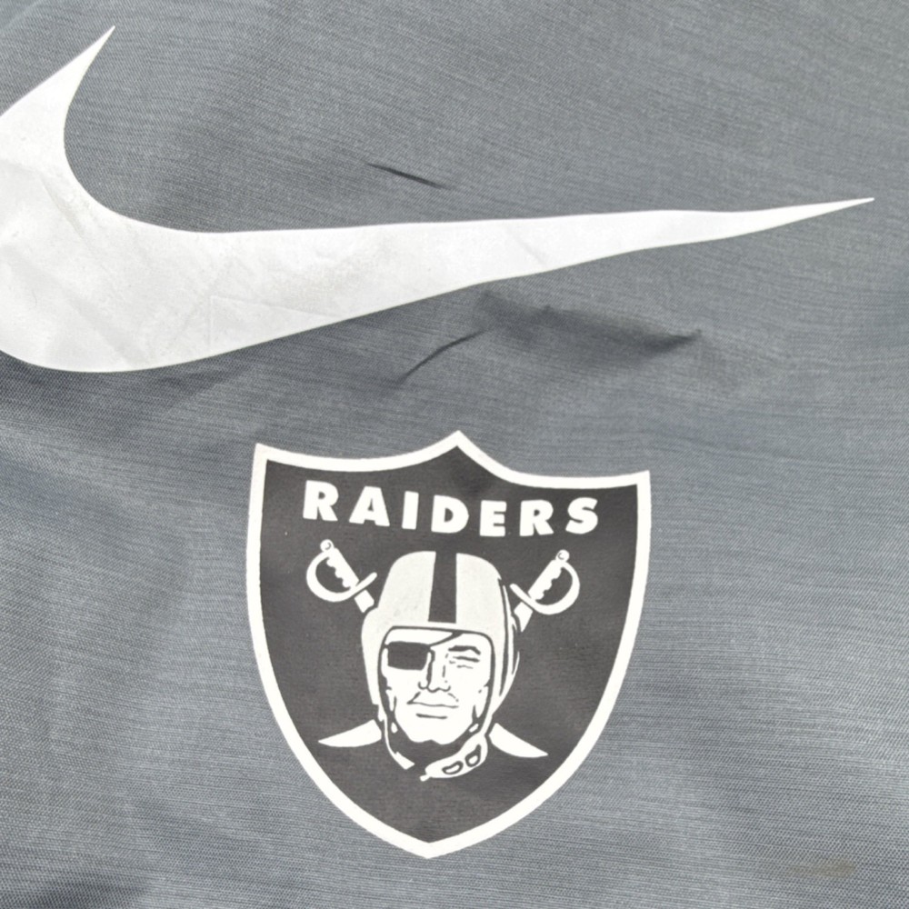 Nike Raiders Drawstring Gym Bag Gray Black Polyester Adjustable Strap Zip Pocket