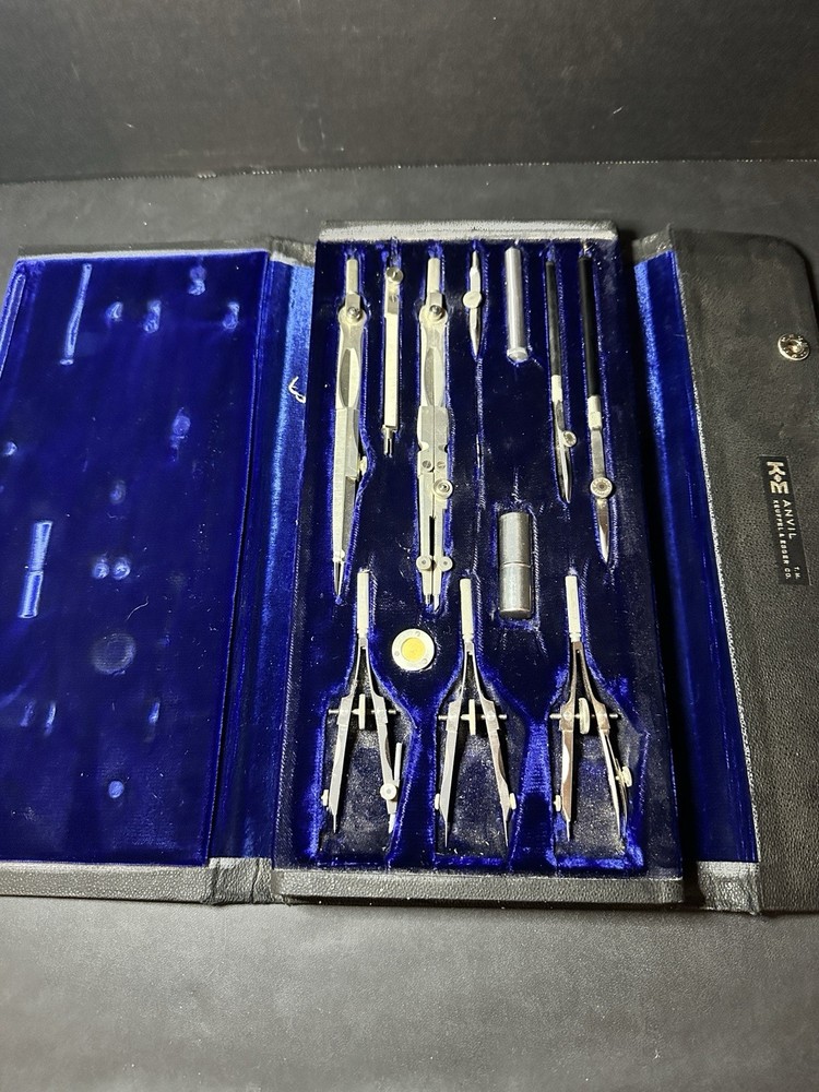 Vintage Keuffel & Esser Anvil Drafting Tool Set with Case