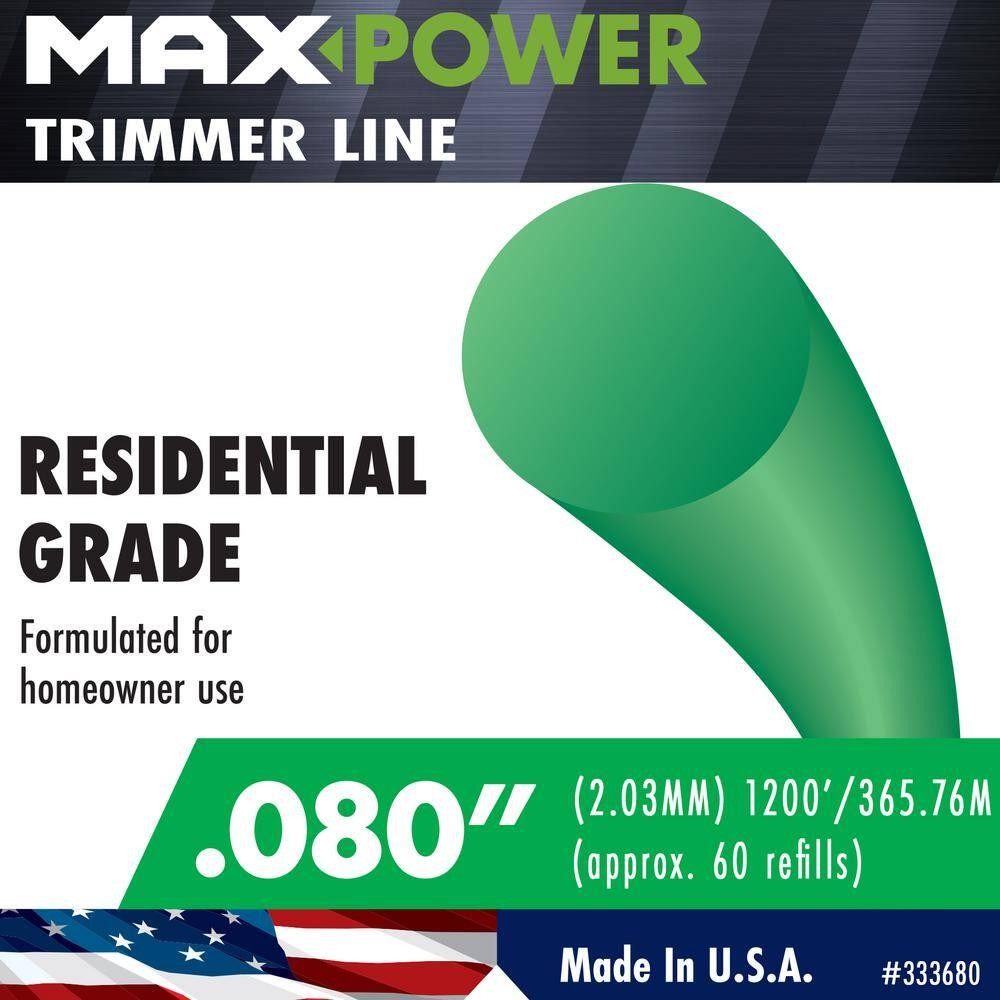MaxPower Trimmer Line 080 Round Nylon 1200ft Spool Weed Eater String 3lb