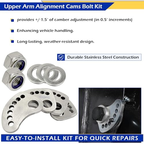 ±1.5 Degree Camber Lock Alignment Fix & Upper Arm Cam Bolt Kit Compatible with