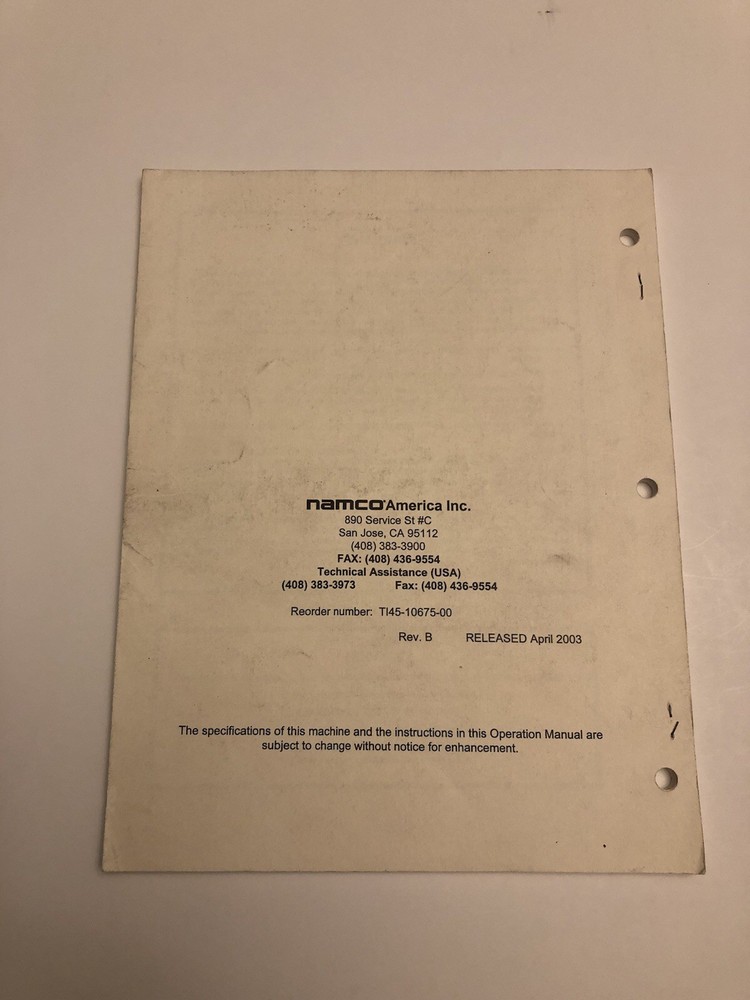 TIME CRISIS 3 Arcade Game Manual by NAMCO