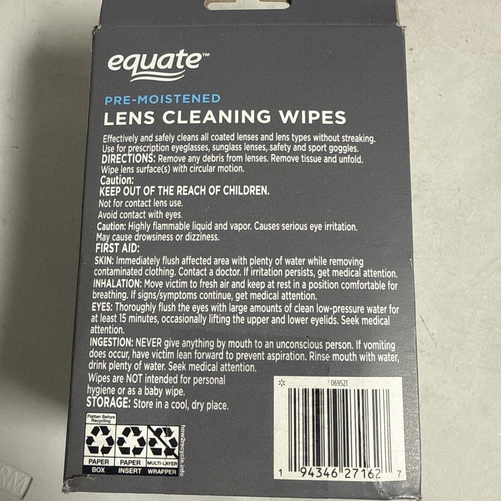 Equate Pre-Moistened Lens Cleaning Wipes, 100 Count