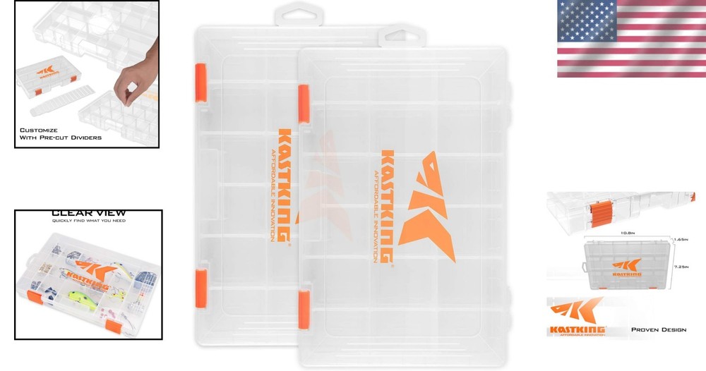 Versatile 2-Pack Waterproof Tackle Boxes with 18 Adjustable Compartments