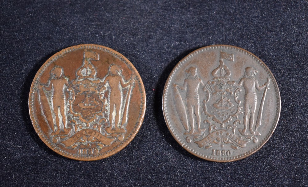 1890/1889 British North Borneo One Cent Pair