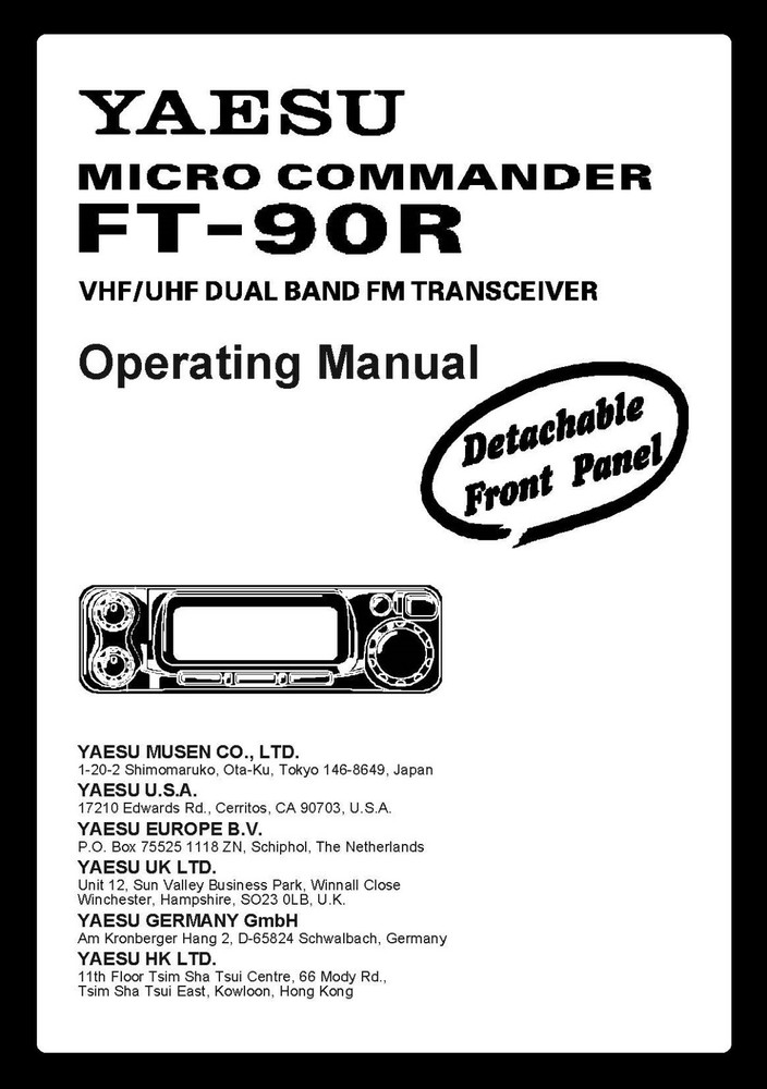 Yaesu FT-90R Instruction Manual Operating Guide Coil Bound