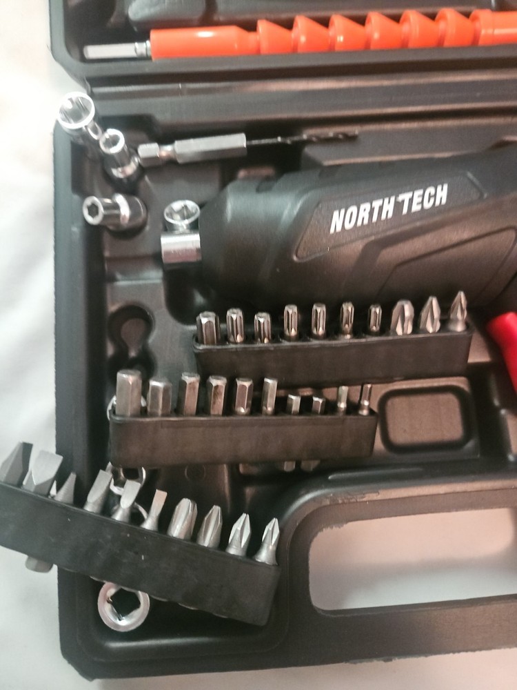 North Tech 3.7V Cordless Screwdriver Tool Socket Set Carrying Case Rechargeable
