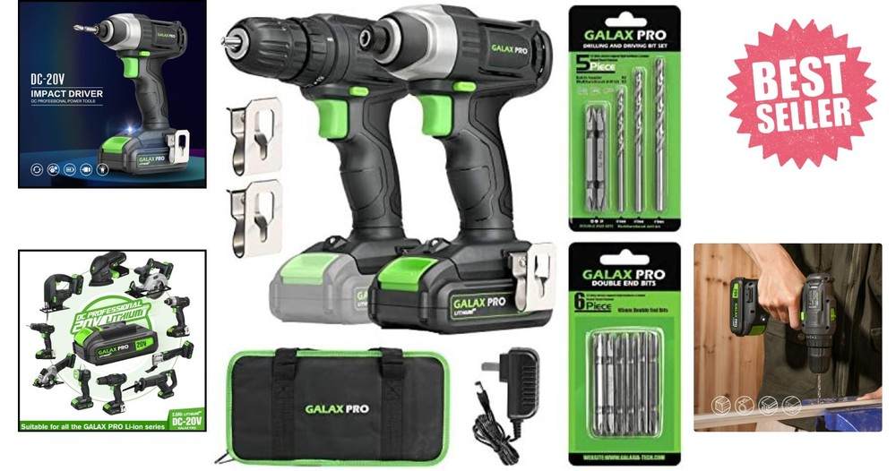 20V Cordless Drill & Impact Driver Combo - Ergonomic Design & Fast Charging