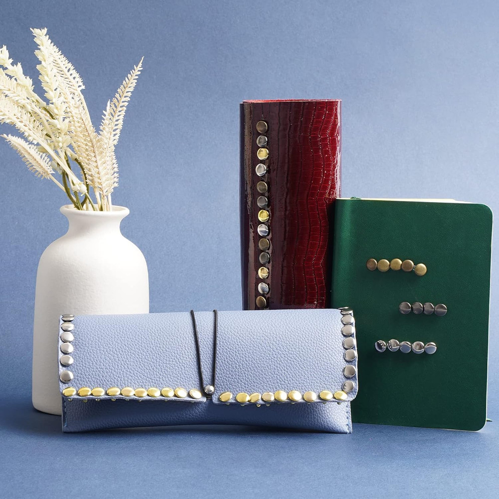 480 Pack Leather Rivets, Brass Rivets for Fabric, Leather Rivet Kit, Double Cap