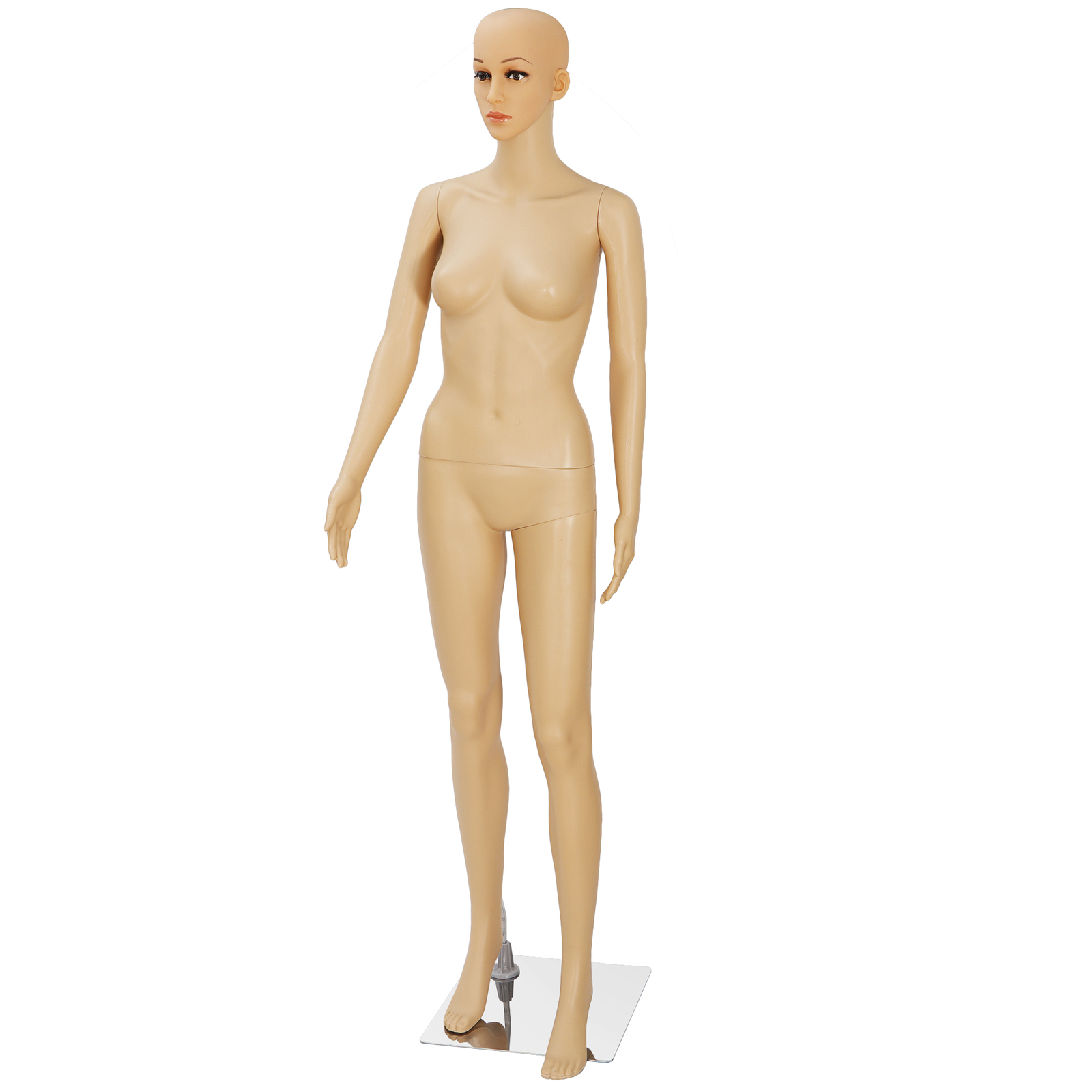 Female Mannequin Full Body PP Realistic Display Head Turns Dress Form with Base