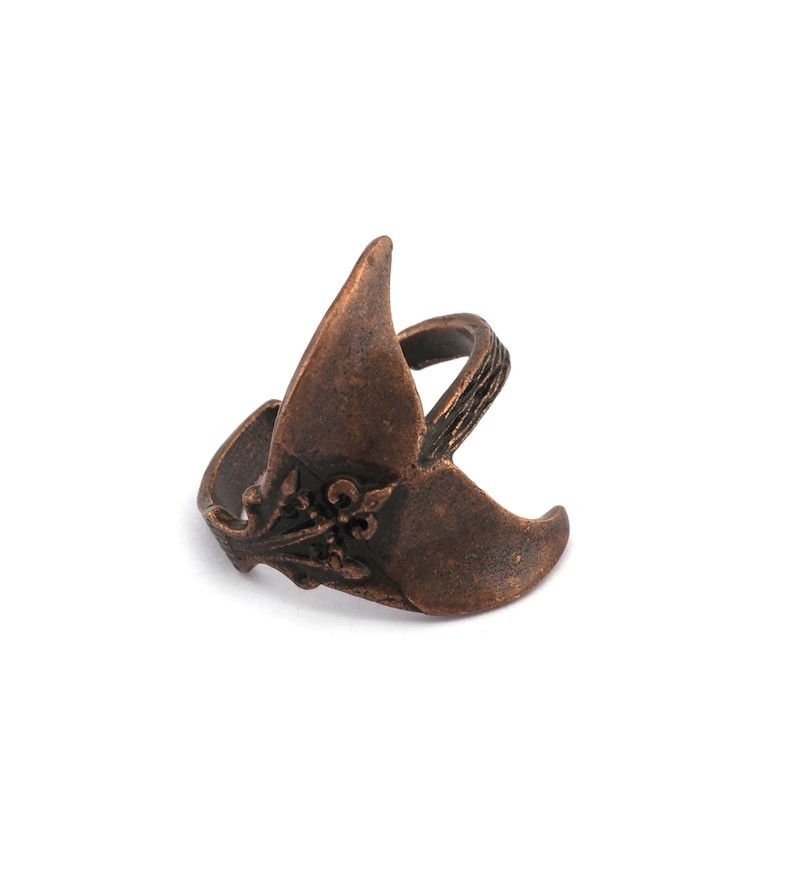 Whale Tail Ring Adjustable Antique Copper Plated Brass 4018