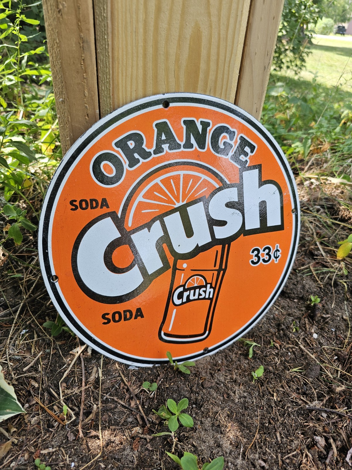 VINTAGE 1950'S ORANGE CRUSH 33 CENTS PORCELAIN GAS STATION SODA SIGN ,COKE