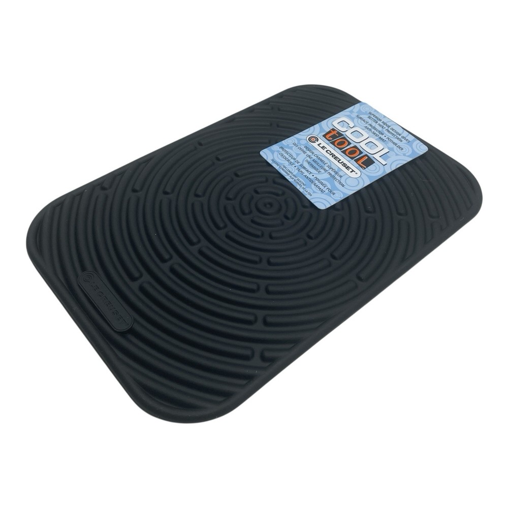 Le Creuset Black Silicone Trivet Mat Potholder Rectangular Hot Pad