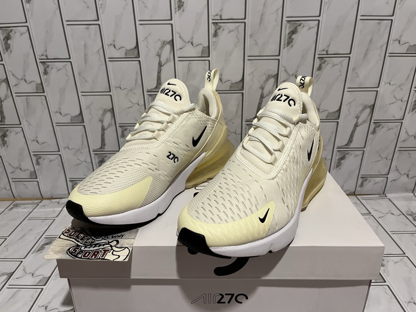 New Nike Air Max 270 Yellow White Running Gym Workout Training Shoes Womens