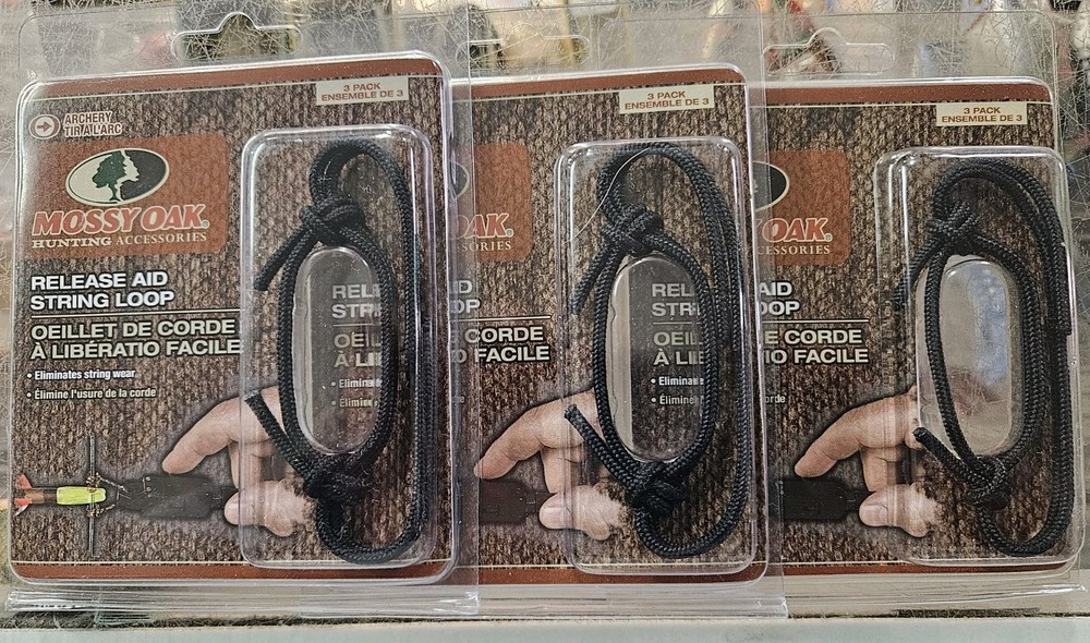 3 Mossy Oak 3-PACK String D-Loop Compound Bow Release Aid  Archery Hunting