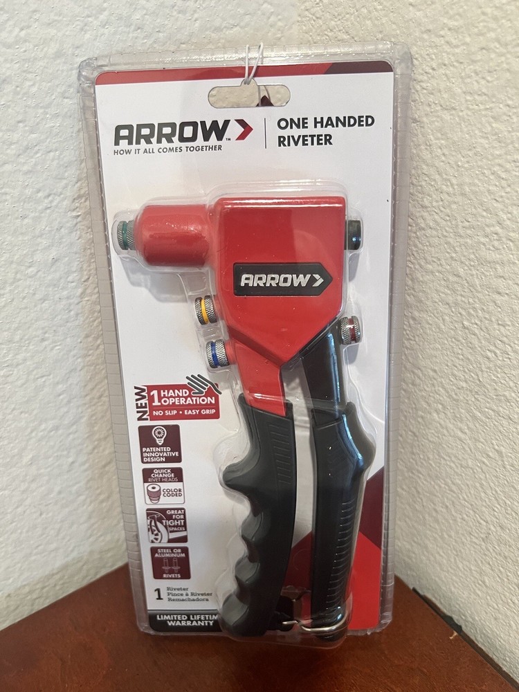Arrow One Handed Riveter Tool Quick Change Color Coded Rivet Heads Model RT188M