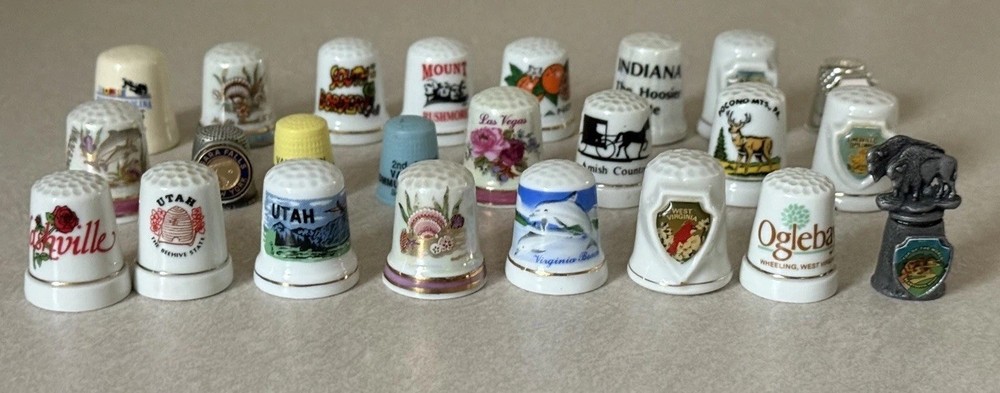 Vintage Thimble Lot 24 State Souvenirs