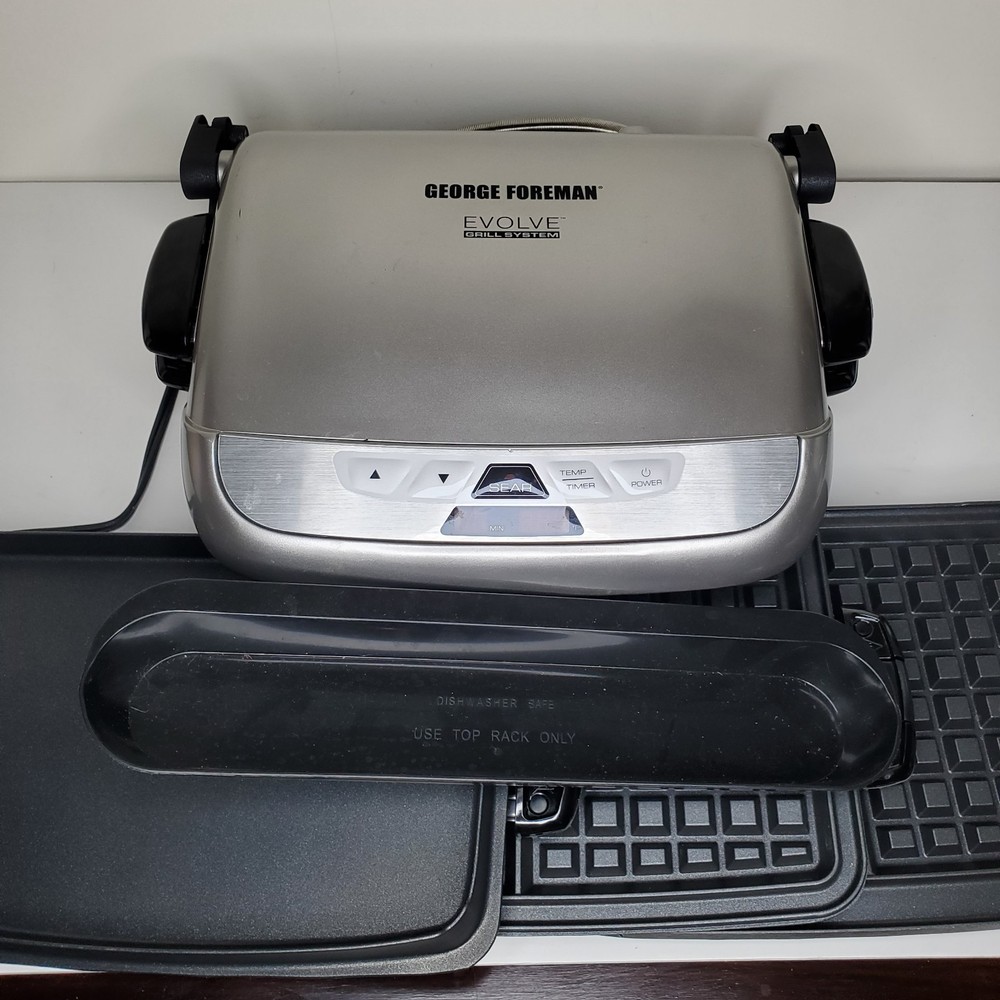 George Foreman EVOLVE Grill System Silver Ceramic Grill Plates GRP4842P WORKS