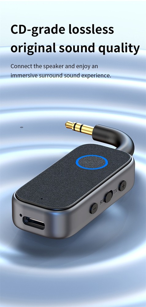 Bluetooth-Compatible 6.0 2-In-1 Transmitter/Receiver 3.5MM AUX Car Audio Player