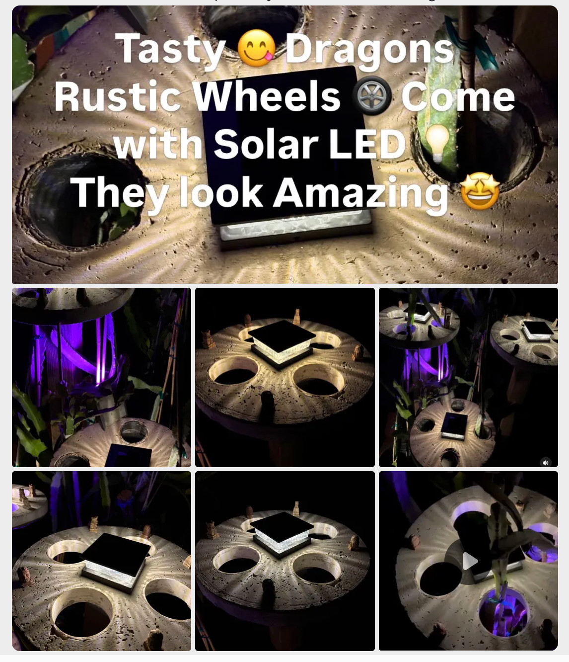 Dragon Fruit Trellis Topper with FREE LED SOLAR LIGHT Screw Direct to 4x4 Post