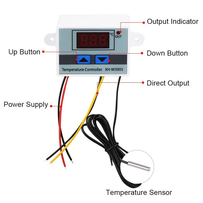 3pcs Xhw3001 Thermostat Switch With Waterproof Probe Programmable Heating Coolin