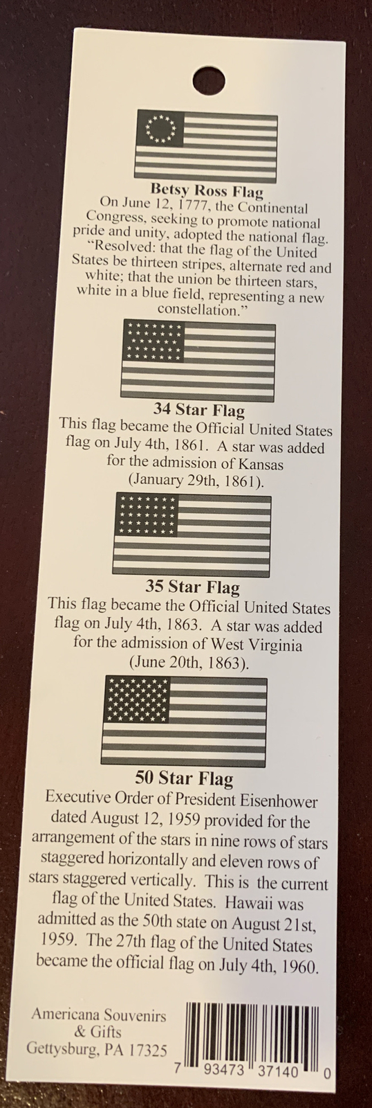 History of Our Flag Bookmark