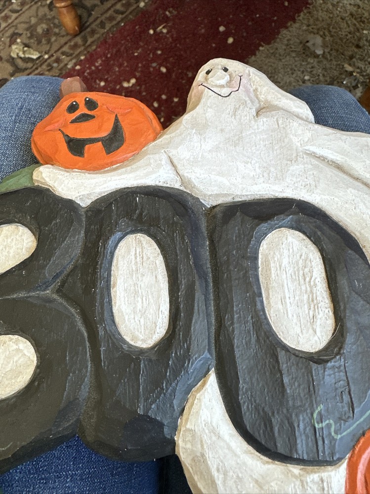 Halloween Ghost & Pumpkins Decor 11” x 10”