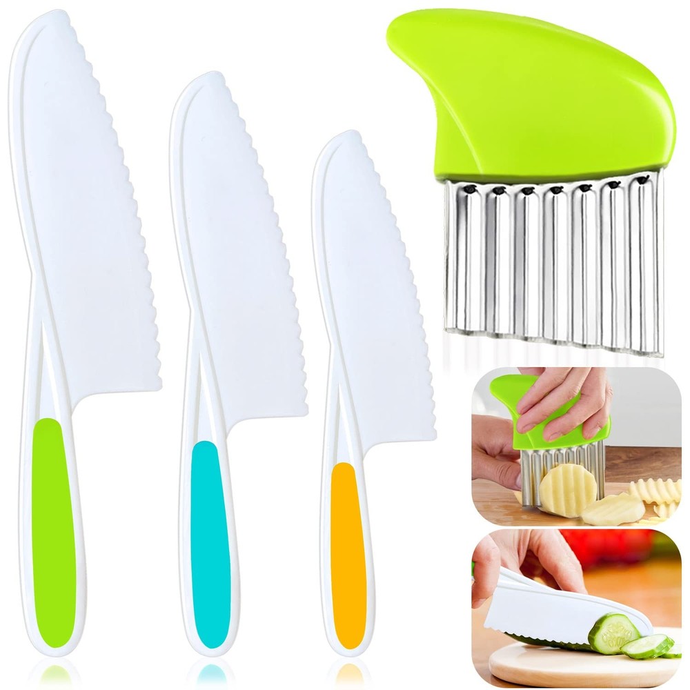 Knife Set 4 Pcs, Real Cooking Tools, Plastic, Multicolor