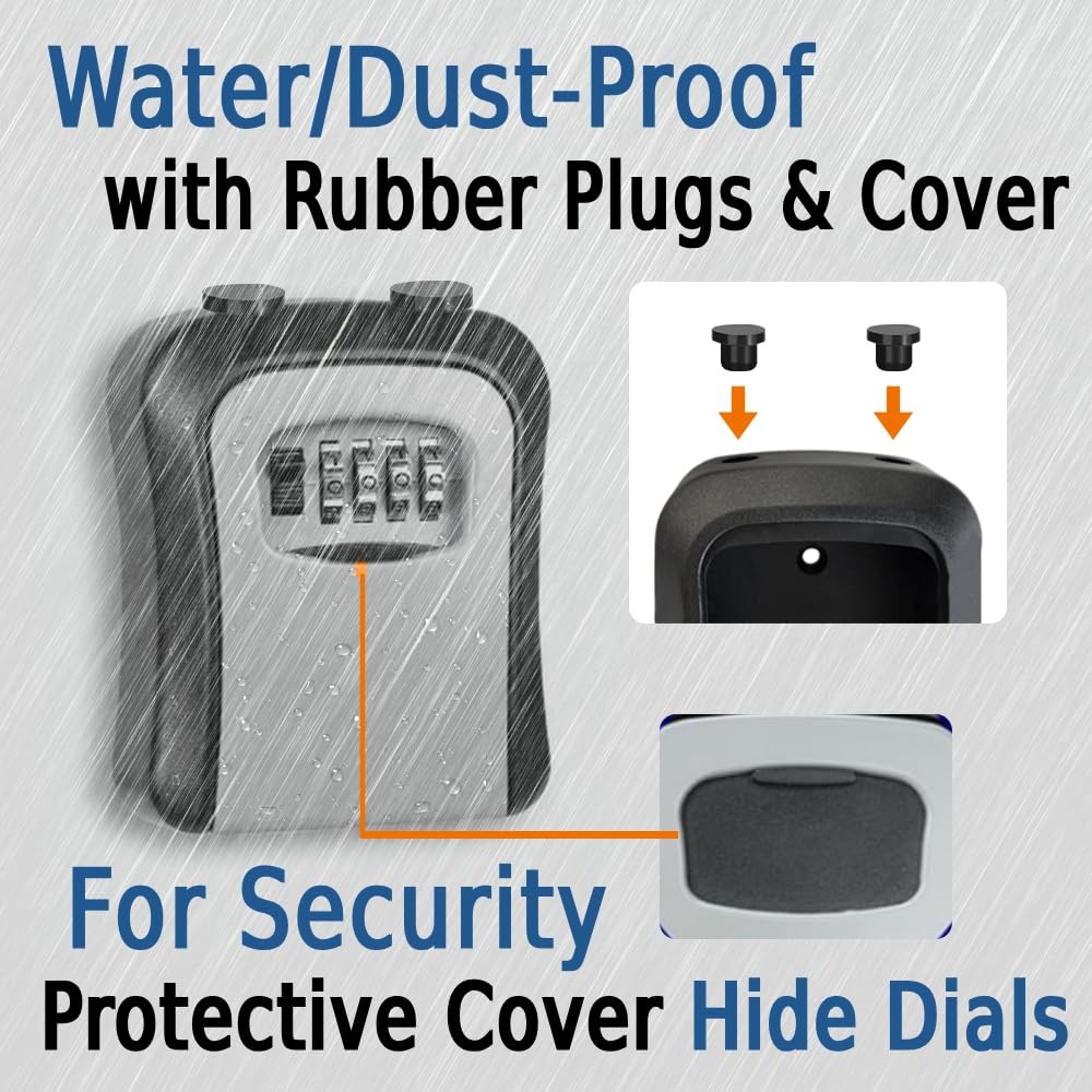 Lock Box for Keys with Code Resettable, Portable Lockbox Hide a Key Outside 4...