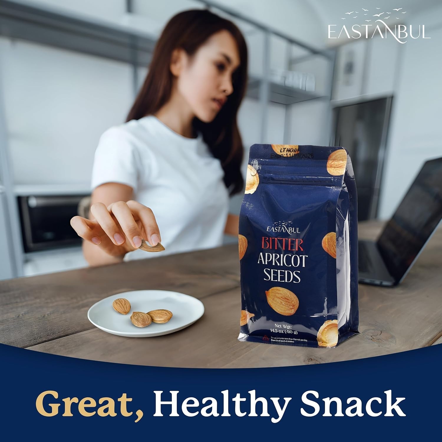 Organic Bitter Raw Apricot Kernel Premium Seeds 16oz Gluten Free Vegan USDA 1 lb