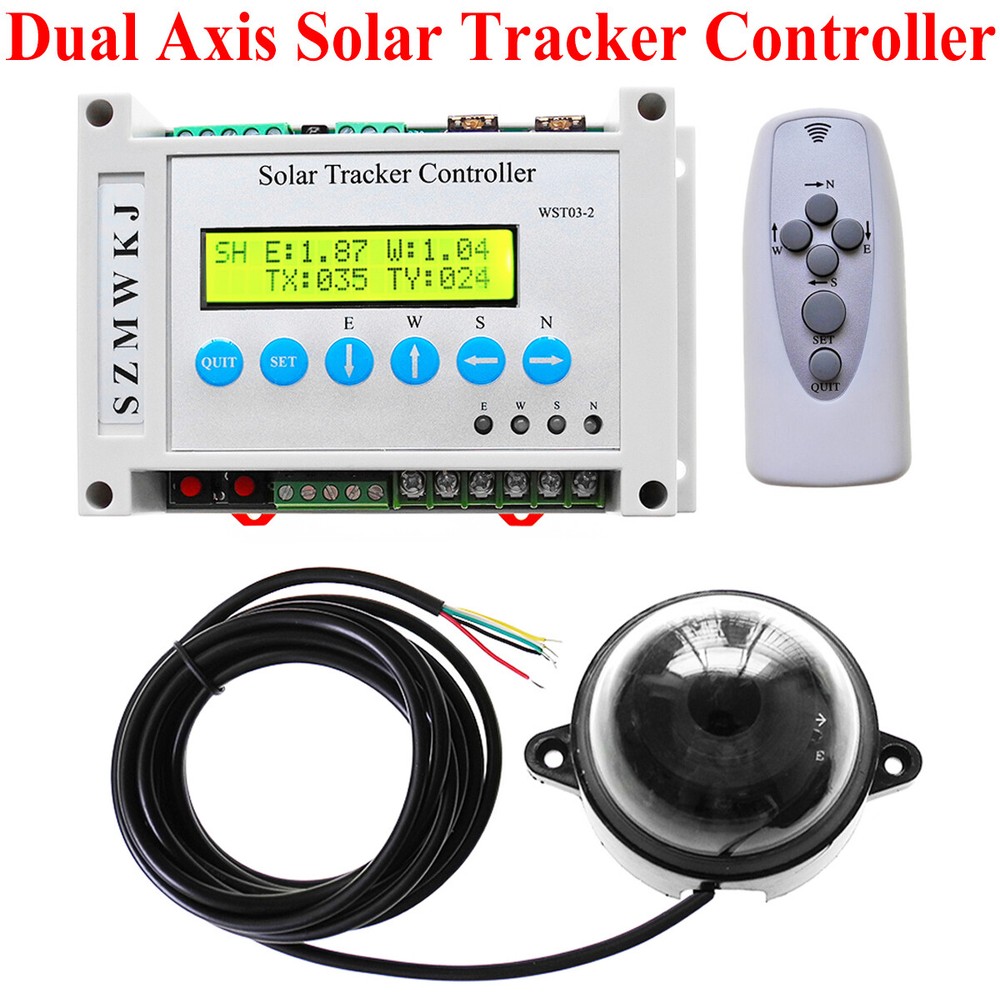 Single/Dual Axis Solar Tracker Controller + Anemometer + Light Sensor +IR Remote