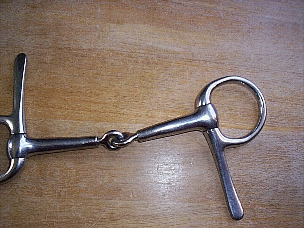 Used Stainless Half Spoon Cheek Snaffle Bit Jointed Rotating 5" Mouth