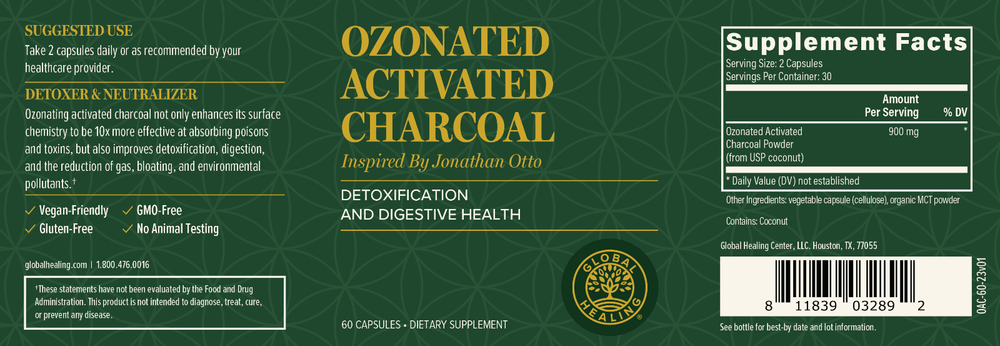 Global Healing Ozonated Activated Charcoal - 60 Capsules