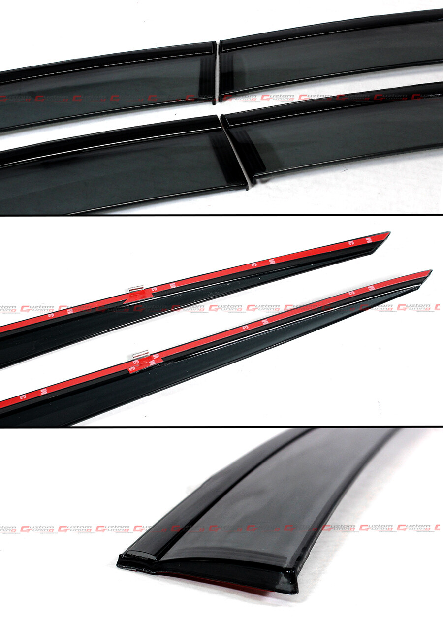 FOR 21-23 LEXUS IS300 IS350 PREMIUM BLACK TRIM WINDOW VISOR RAIN GUARD W/ CLIPS